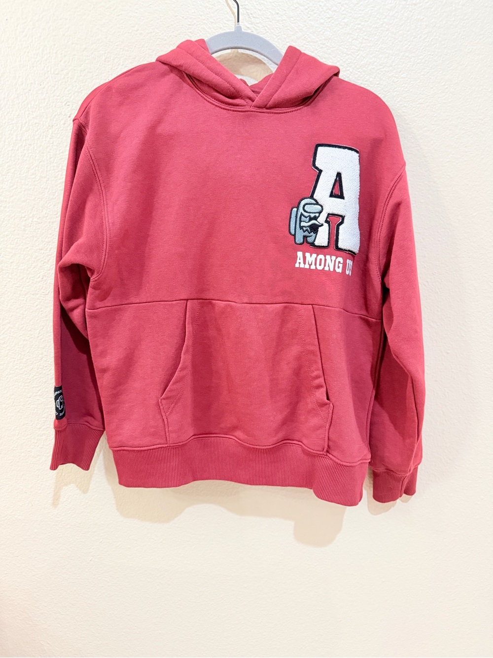 Zara Kids x Among Us Hoodie Size 11-12 Years Red Maroon Embroidered Sweatshirt